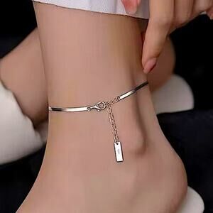 Sterling Silver Herringbone Ankle Bracelet